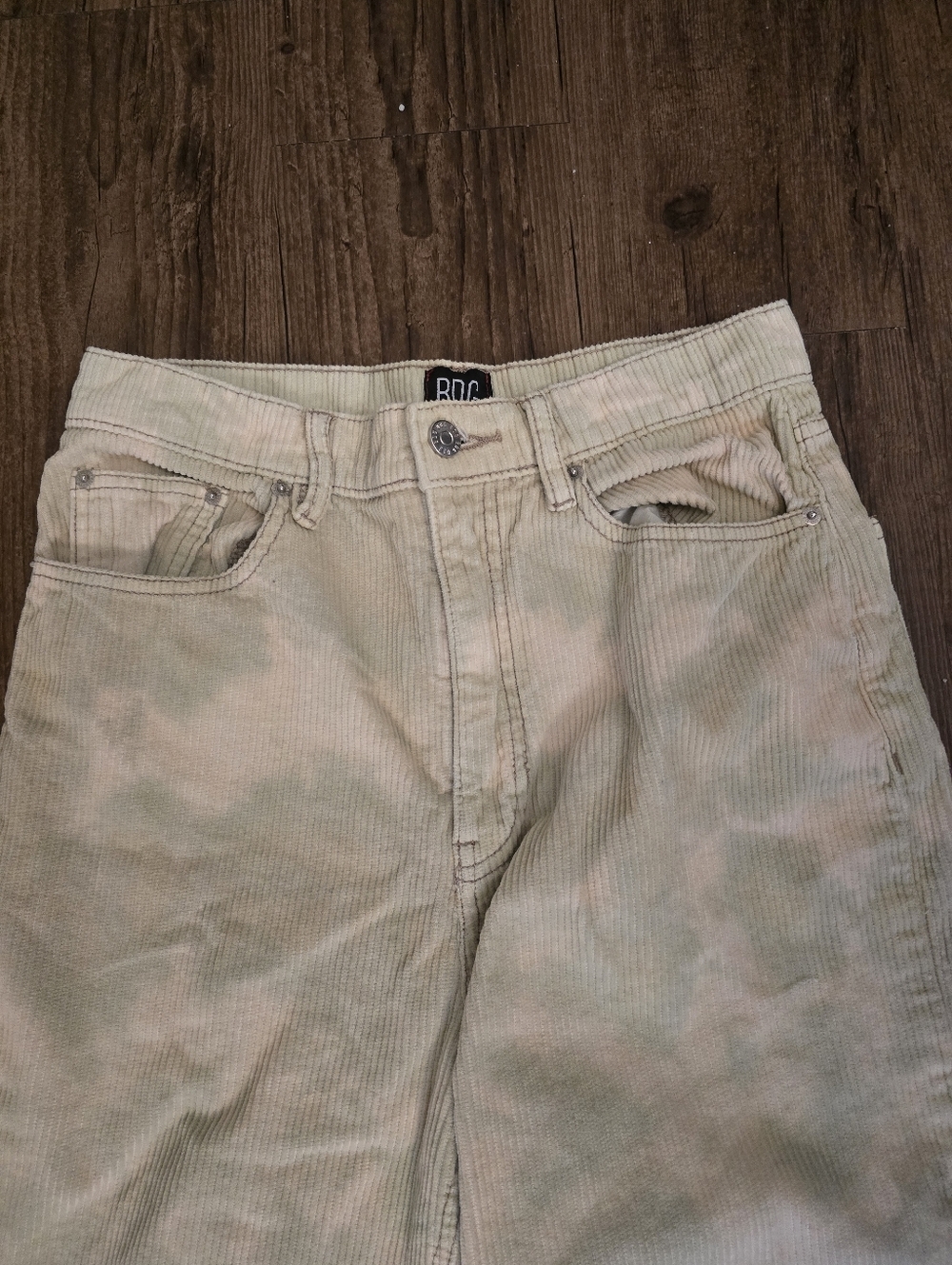 High-Rise Wide Leg Bleach Style Relaxed Corduroy Pants - Picture 7 of 7